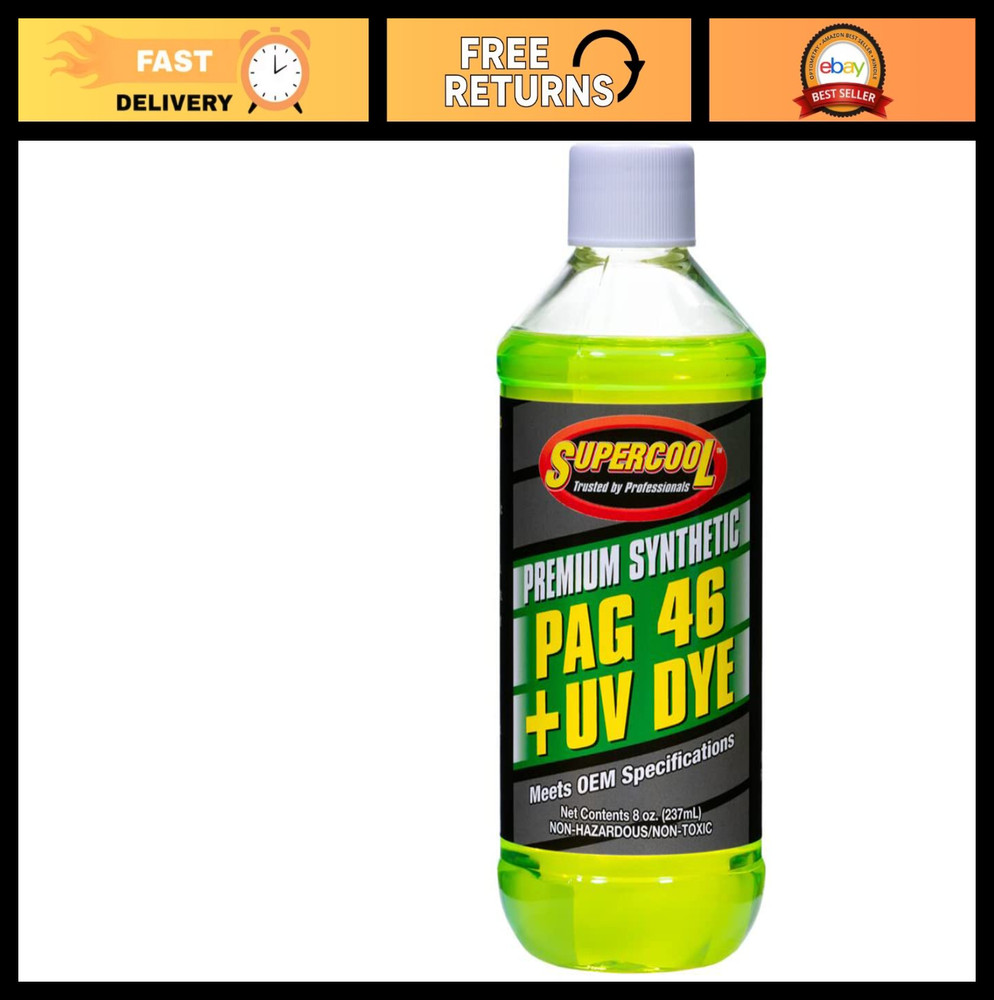 PAG Oil 46 Viscosity with UV Dye – 8oz Automotive Refrigerant Oil, 1-Pack