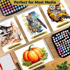 100 Sheets Marker Paper Pad, 9″x12″ Bleedproof Art Sketch Pad, 73lb/120gsm Dr…