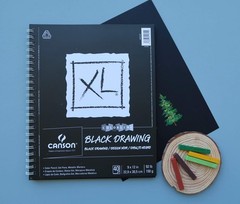 XL Series Drawing Paper, Black, Wirebound Pad, 7×10 inches, 40 Sheets (92lb/1…
