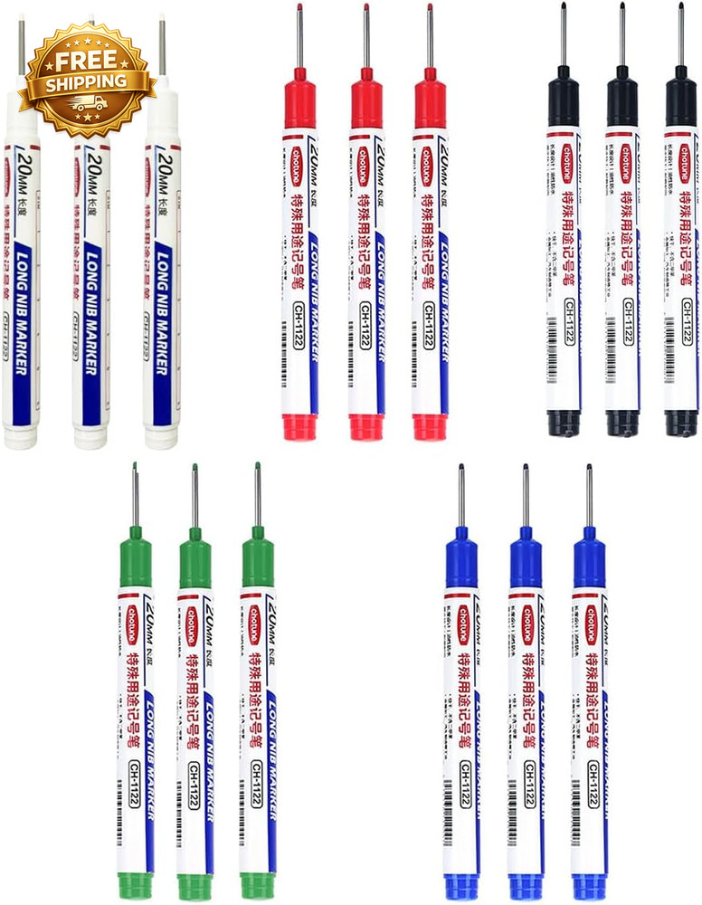 Long Head Deep Hole Marker Pens 15PCS Long Nib Marker 20Mm Quick Dry
