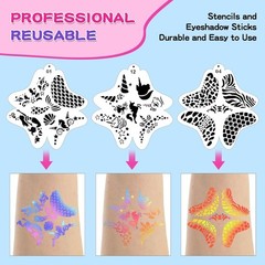 Kids & Adults Face Painting Kit, Multicolor, 12x10g, Glitter, Stencils