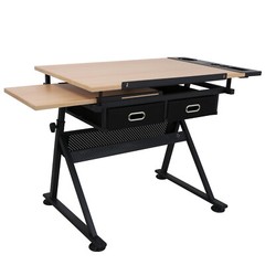 Drafting Table Art Desk Artist Drawing Table Adjustable Tilted Tabletop w/Stool