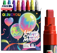 Window Chalk Markers for Cars Glass Washable 8 Colors Liquid Chalk Marker Pens