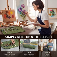 30-Slot Roll-Up Paint Brush Holder, Premium Canvas Brush Organizer for Artist…