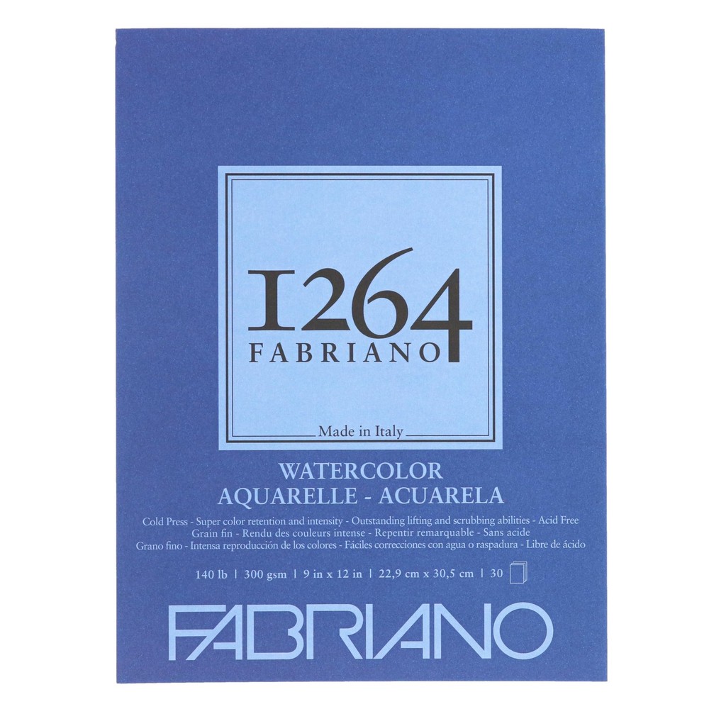 Fabriano 1264 Watercolor Pad, Bright White, Acid-Free, Spiral Bound