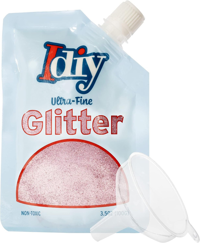 Idiy Ultra Fine Glitter (100G, 3.5 Oz Pouch) W Easy-Pour Bag & Funnel- Bubblegum