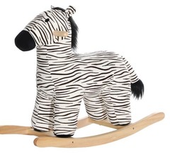 Zebra Shaped Kids Rocking Horse with Realistic Sound for 2-4 Years, Black