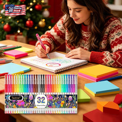 Taotree Glitter Gel Pens, 32 Colors Neon Glitter Pens Fine Tip Art Markers Set 4