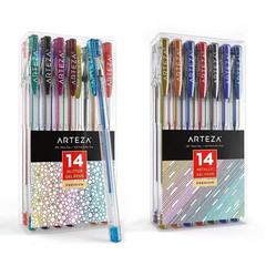 ARTEZA Glitter and Metallic Gel Pens Bundle, 14 Count (Pack of 2),
