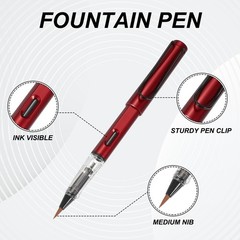 4Pcs Calligraphy Brush Pens with 10Pcs Ink Refill, Red