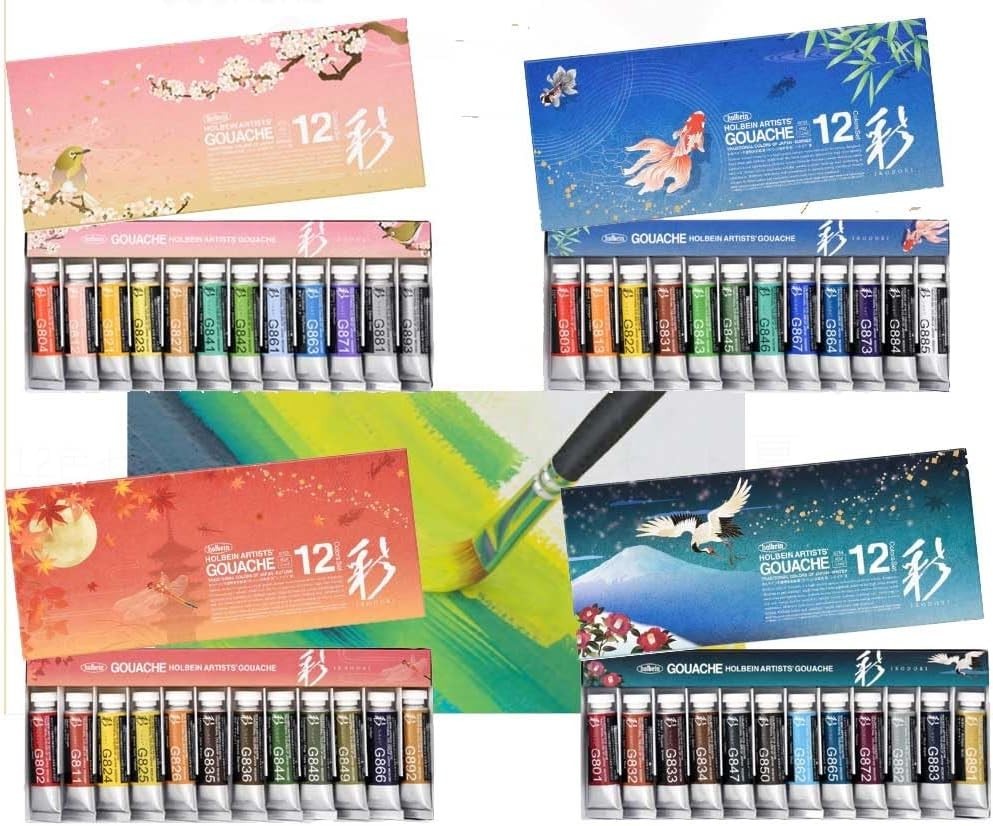 Holbein Irodori Gouache Paint Tubes 15ml – Choose 12 Color Season or 48 Full Set