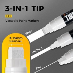 SELEAD Jumbo Tire Marker White – 4 Pack 15mm Wide Tip Paint Pens for Car Tire…