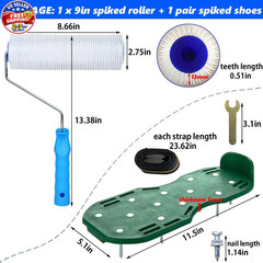 9 Inch Screed Spiked Roller Self Leveling Concrete Epoxy Green
