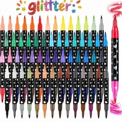 Glitter Markers, 96 Colors Dual Tip Brush Pens, 48 Pack Large Sparkle Marker …