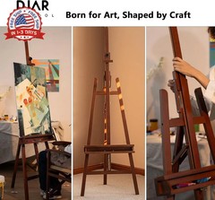 DJAR Large Floor Studio Art Easel for Painting, Sturdy and Durable, Walnut | Adj