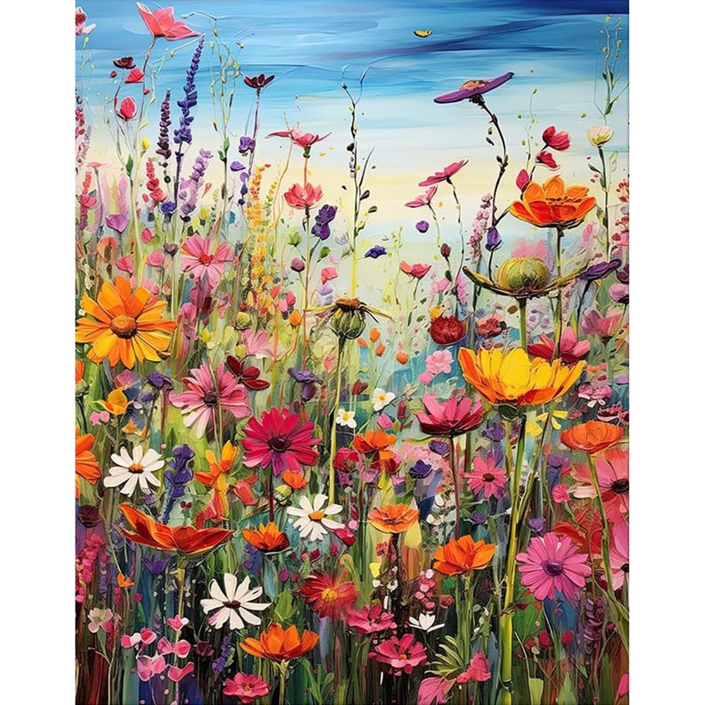 Wildflower Paint by Numbers Kit for Adults 16×20 Inch Canvas Art