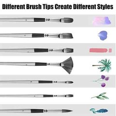 24Pcs Nylon Brush Artist Paint Brushes Art Set Acrylic Oil Watercolour Painting
