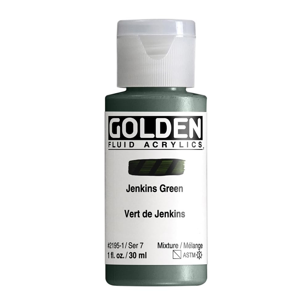 Jenkins Green Fluid Acrylics Professional SemiTransparent Paint 1 fl oz