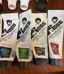 13 Bob Ross Oil Paint lot artist Oil Paints Used Vintage Black Red Yellow Green
