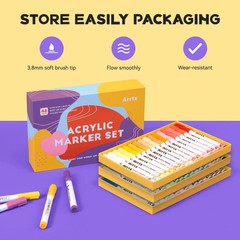 Arrtx 48 Colors Acrylic Marker for Rock Painting, Art Supplies, Fabric Markers