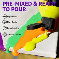 Premixed Acrylic Pouring Paint Set, 3.8OZ/Bottle, High Flow Water-Based Pour …