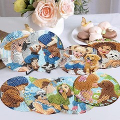 8 Pack Diamond Art Coasters Kits-Dog 3.9×3.9×0.1, Dog