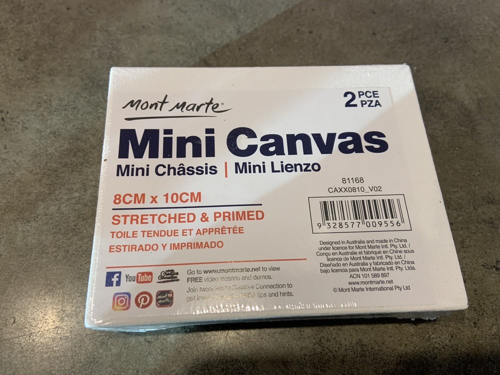 2 Pack 4 Inches Stretched Mini / Small Canvas Blank White Painting Craft Supply