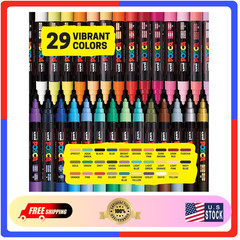 Uni Posca PC-5M Paint Markers Set of 29 Medium Tip Acrylic Art Pens All Surfaces