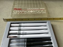 Pentel Drawing Pen Set – Ceramicron 500 – 0.1 0.2 0.3 0.4mm Point Sizes – VTG