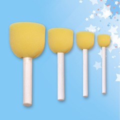 20Pcs Art Sponge Brush Round Wooden Handle for Graffiti and Painting Fun