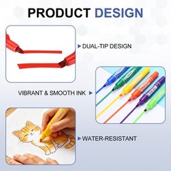 Broad & Fine Tip Markers, 8Pcs Oil-Based Markers Highlighter, Black