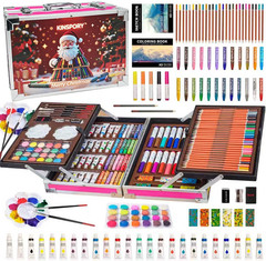 139 Pack Deluxe Portable Double Layers Coloring Drawing Kit with Sketch Pads, Ar
