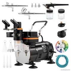 Airbrush Set 0.2mm 0.3mm 0.8mm 110V Dual-Action Gravity Feed Compressor Kit
