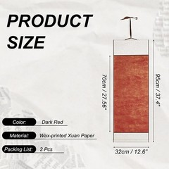 37.4″ x 12.6″ 2 Pcs Blank Hanging Scroll Paper Wood Rod, Dark Red