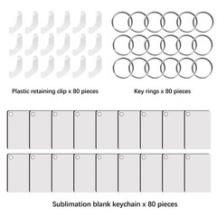 240Pcs Sublimation Keychain Blanks Rectangle Bulk Products Double Sides 80 MD…