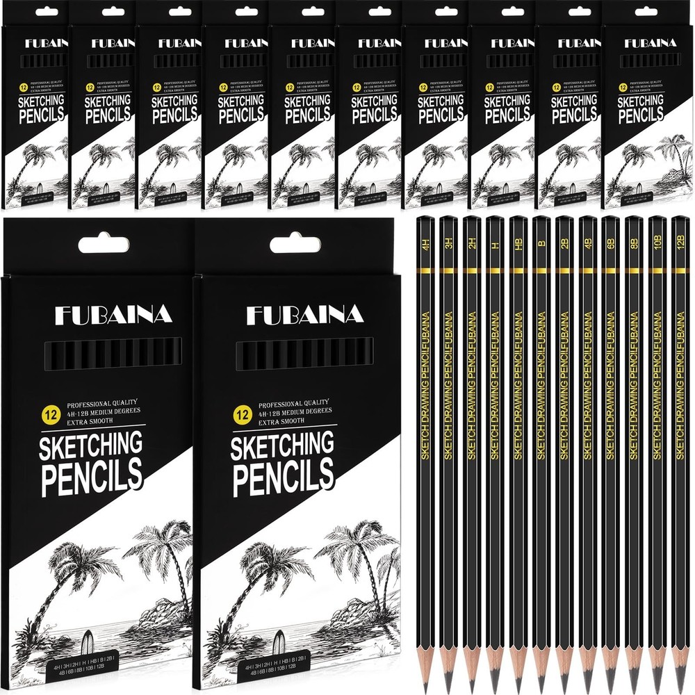 Humyoun 144 Pcs Drawing Sketching Pencil Set Professional (12b – 4h) Graphite…
