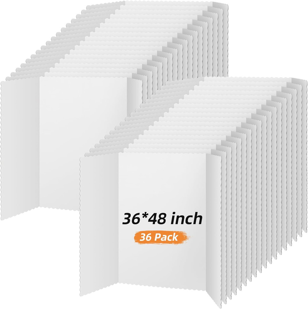 36 Pcs 48 * 36 Inch Tri Fold Poster Board Bulk, Science Fair Project Display Pap