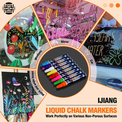 Chalk Markers Neon 8 Colors, Jumbo Liquid Chalk Markers with 10Mm 3-In-1 Tips Pe
