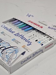 Zebra Creative Lettering Junk Journaling 14pk Marker & Pen Set w/Stickers NEW 🖤