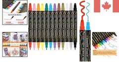 Versatile 12-Color Dual Tip Acrylic Paint Markers – Perfect for All Surfaces
