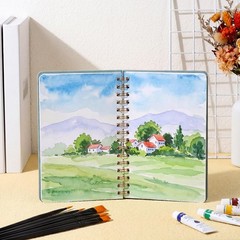 8.5×5.5 Inch Watercolor Sketchbook Leather Journal 140 lb 300gsm Sage Green