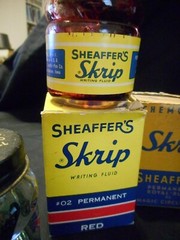 Vintage Lot of Higgins and Skrip Ink Boxes and Bottles Red Blue Green India Ink
