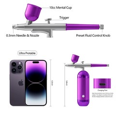 Portable Air Compressor Airbrush Kit for Painting Nail Art Tattoo and Spray Gun
