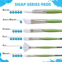 Snap Paintbrush Set 3 Pack White Artist Brushes for Acrylic Watercolor