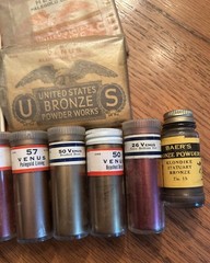 Vintage Bronze Powder LOT (24) colors, Luco, Venus, Helius, Baer Brothers