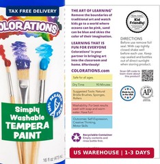 Colorations Paraben-Free Simply Washable Tempera Paint, Rainbow Plus 8 Pack, Mat