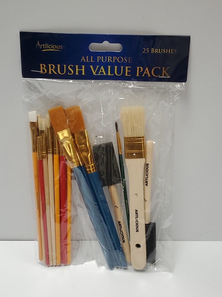 Artlicious Paint Brush Set – Pack of 25, Assorted Variety, All-Purpose Paint NEW