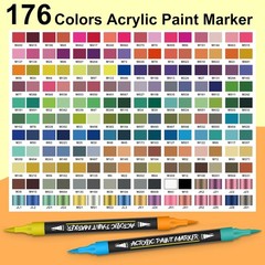 176 Colors Acrylic Paint Markers Pens Set,88 Pack Brush Acrylic Paint Mar