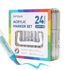 24 Colors Acrylic Paint Markers Pens Set Soft Brush Tip Markers with Fast Dry…