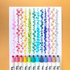 Zig Clean Color Dot Pens Water Based Marker, 12 Colors Set (TC-6100/12V)